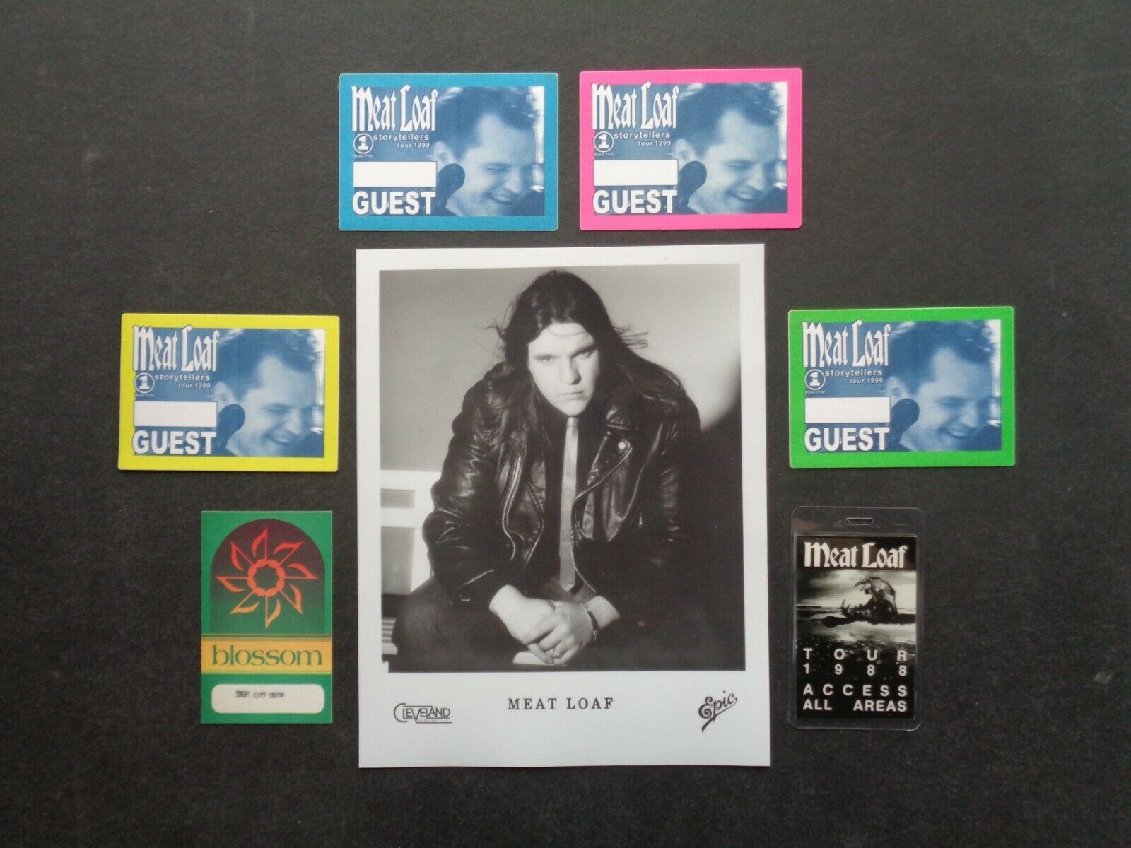 Meatloaf,b/w Promo Photo,6 Vintage Otto Backstage Passes