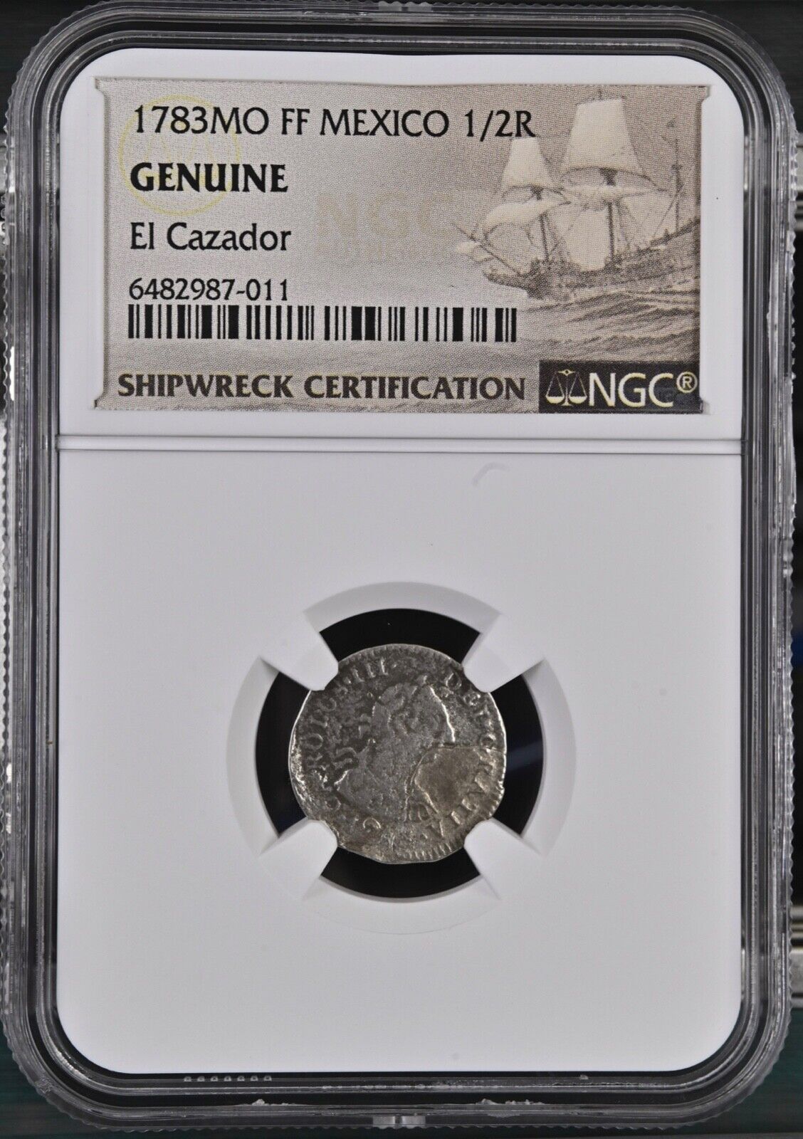 1783 El Cazador Shipwreck 1/2 Real Ngc Genuine Mexico Ff Silver Coin