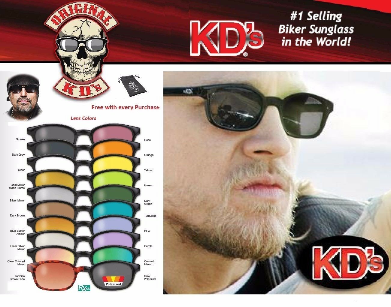 Kd's Original Biker Riding Glasses Sunglasses -