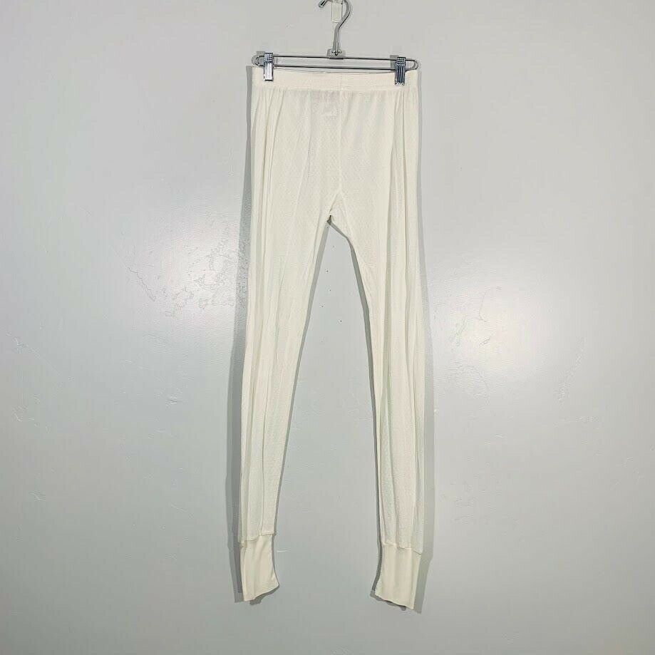 Vintage 90's Sports Silk White Long John Style Silk Cuffed Thermal Under Pants
