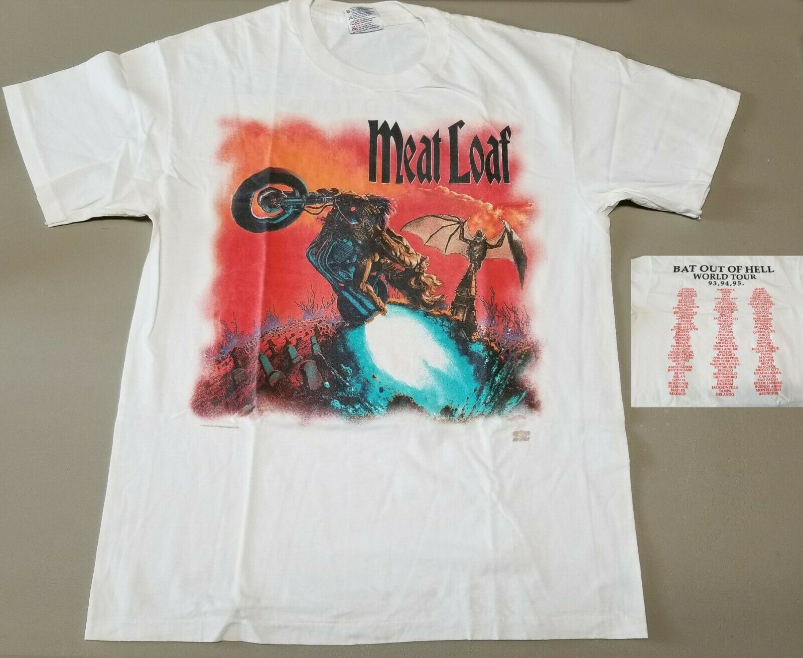 Vintage Meat Loaf Bat Out Of Hell World Tour Concert T-shirt Men Large Neverland