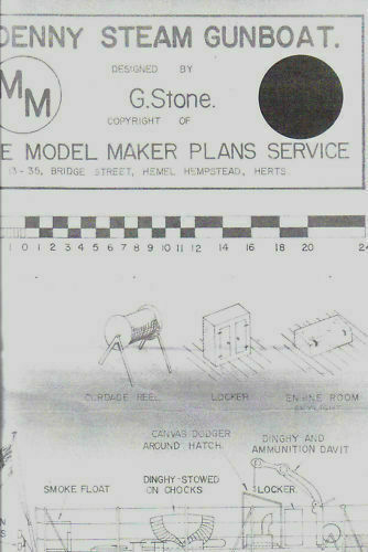 "denny Steam Gunboat" Model Maker Ship Boat Plan Designed By G. Stone
