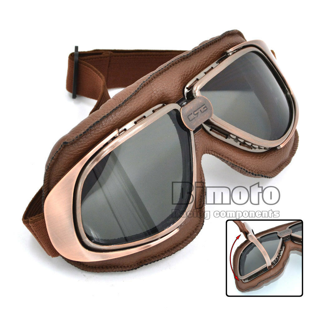 Retro Vintage Aviator Pilot Motorcycle Cruiser Scooter Biker Goggles For Harley